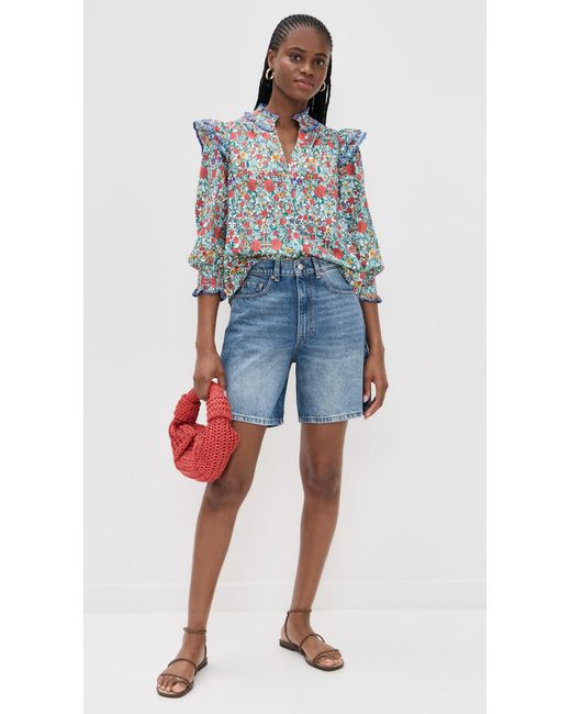 Shoshanna Blue Bevil Top