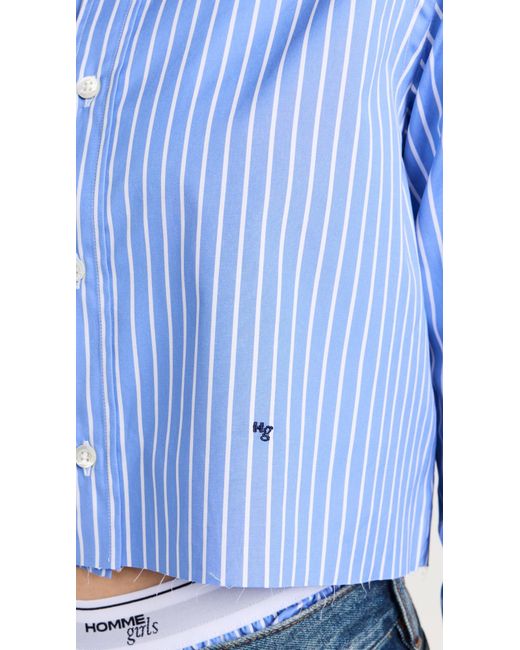 HOMMEGIRLS Blue Hommegirs Cropped Shirt Cassic Stripe