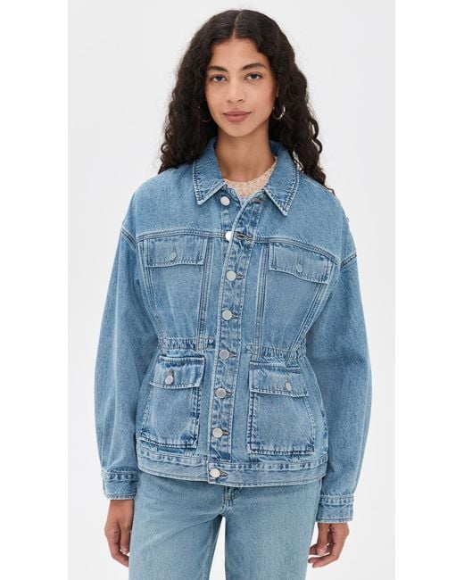 Rag & Bone Blue Amy Cinched Denim Trucker Jacket
