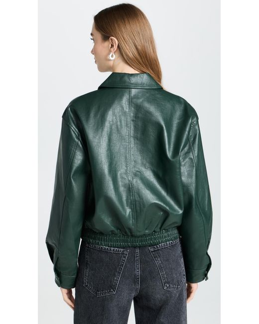 Moon River Green Waistband Leather Short Jacket