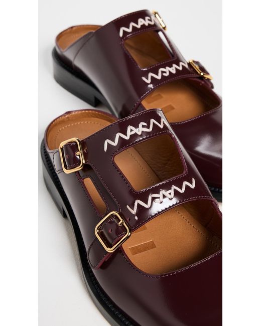 Marni Brown Leather Slides