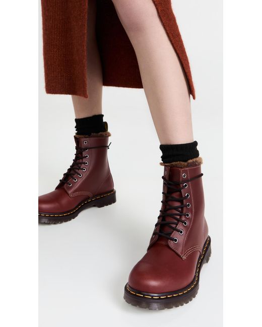 1460 serena faux fur lined ankle boots brown