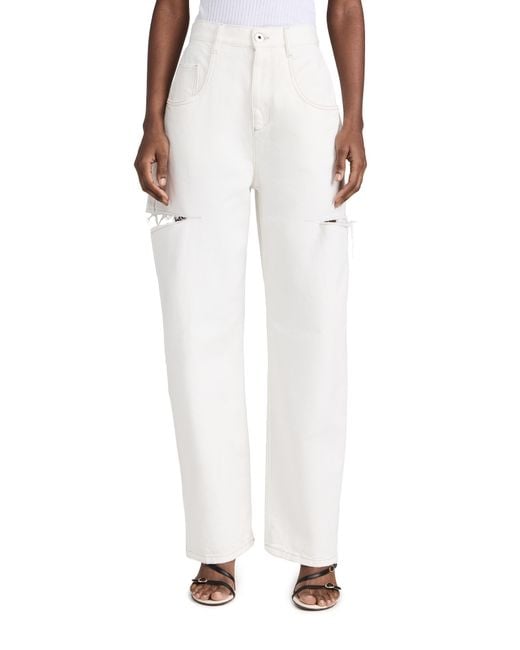 Maison Margiela White Denim Jeans With Slash Details