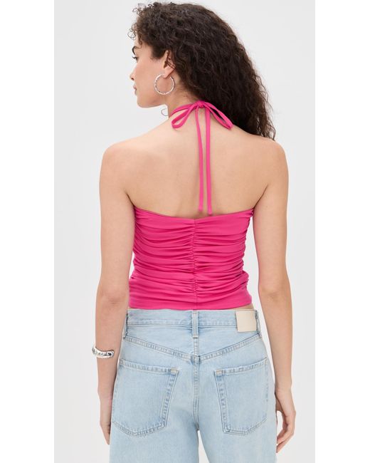 Susana Monaco Pink Gathered String Top