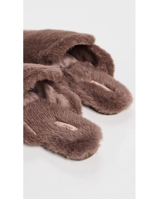 Eberjey Gray Plush Mule Slippers