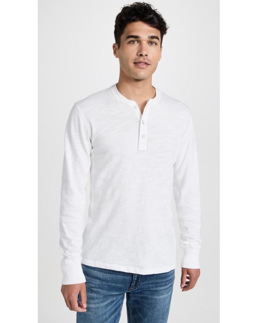 Rag & Bone White Long Sleeve Classic Henley for men