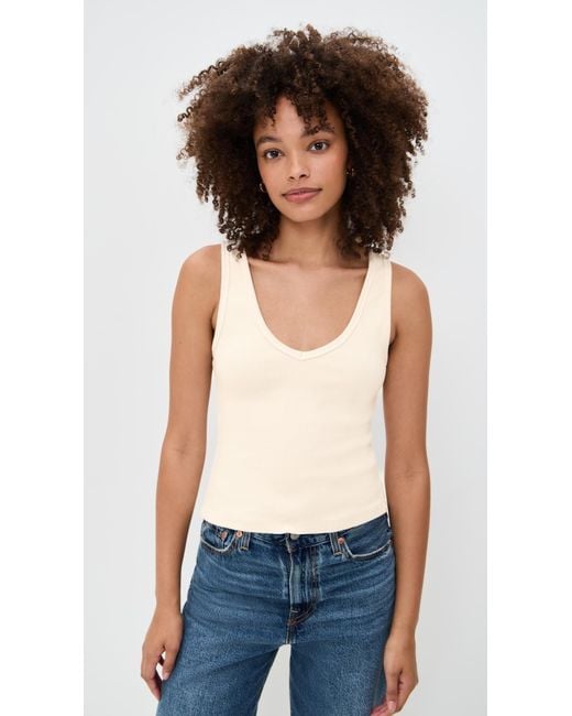 PERFECTWHITETEE White Structured Rib V-Neck Tank