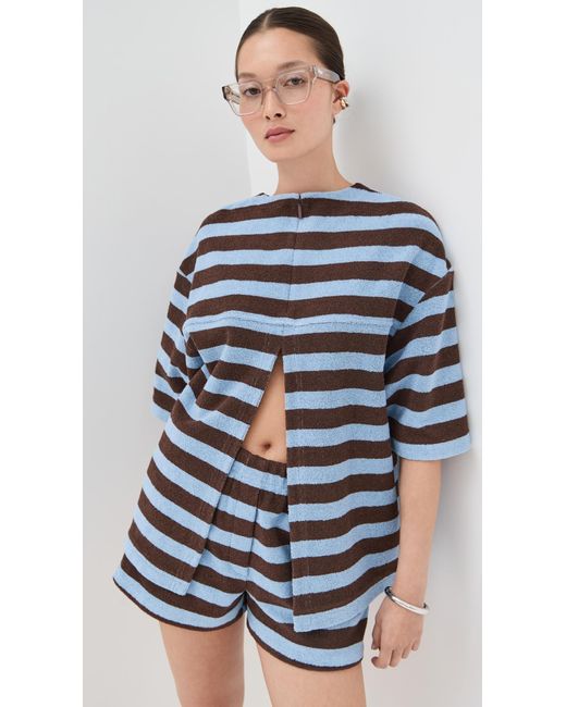 Tibi Blue Bonded Dry Loop Terry Easy Tee