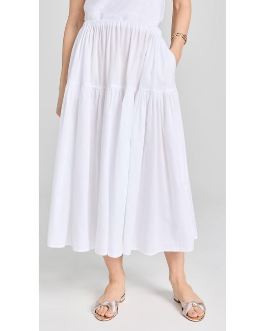 Enza Costa White Cool Cotton Tiered Skirt
