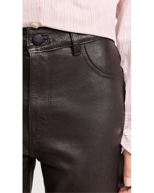 DL1961 Black Patti Straight High Rise Vintage Ankle Leather Pants