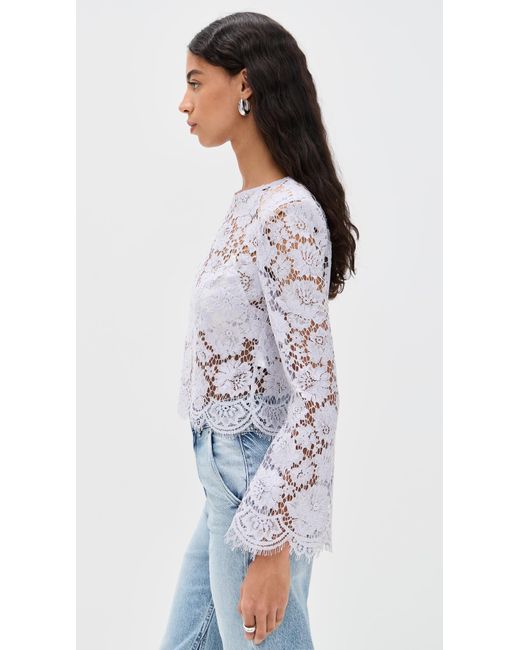 Self-Portrait White Lace Fluted Sleeve Top