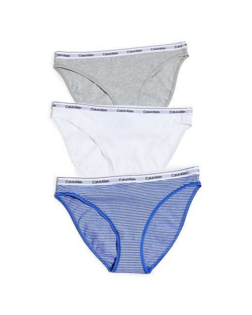 Calvin Klein Cavin Kein Underwear Bikini 3 Pack Ophie Tripe/white/grey H