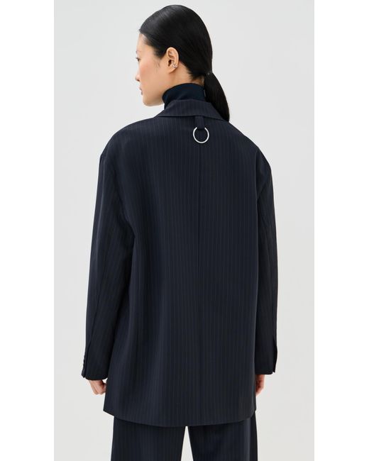 Tibi Blue Dominic Pinstripe Detached Lapel Liam Blazer