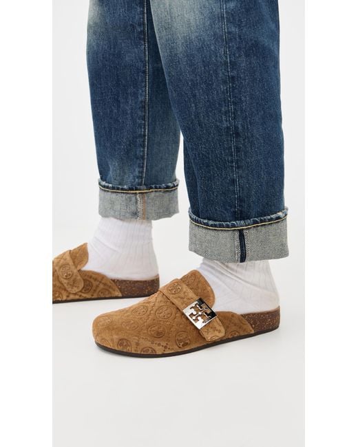 Tory Burch White T Monogram Mellow Mules
