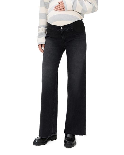 PAIGE Black Anessa Maternity Raw Hem Jeans