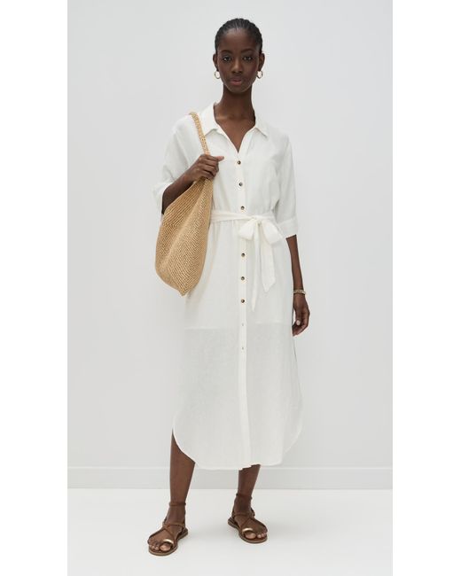 Z Supply White Brise Linen Midi Dress