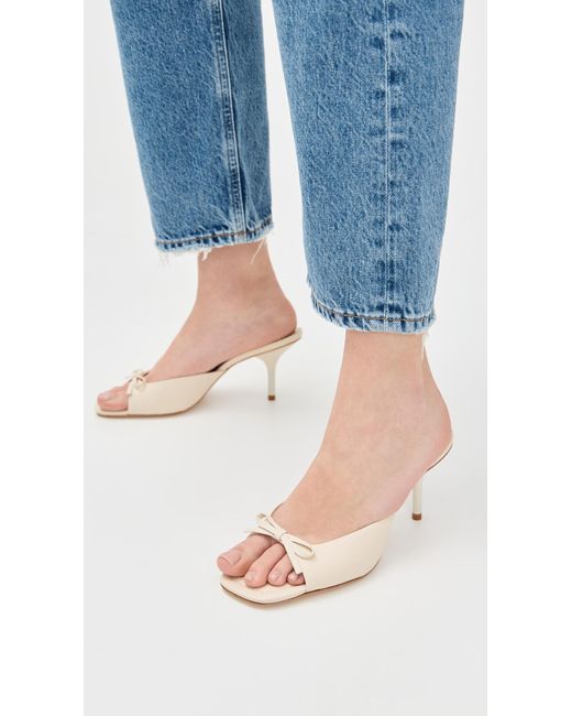 Reformation White Clementine Heeled Mule Sandals