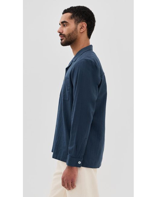 Far Afield Blue Hiro Herringbone Twill Shirt Jacket for men