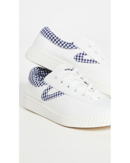 tretorn nylite silver check sneakers