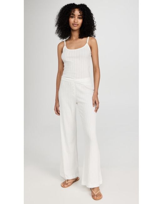 Leset White Pointelle Pants