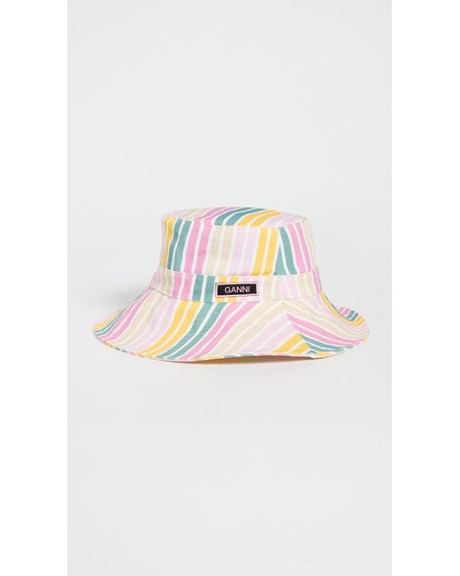 Ganni Recycled Tech Bucket Hat Stripes Lyst