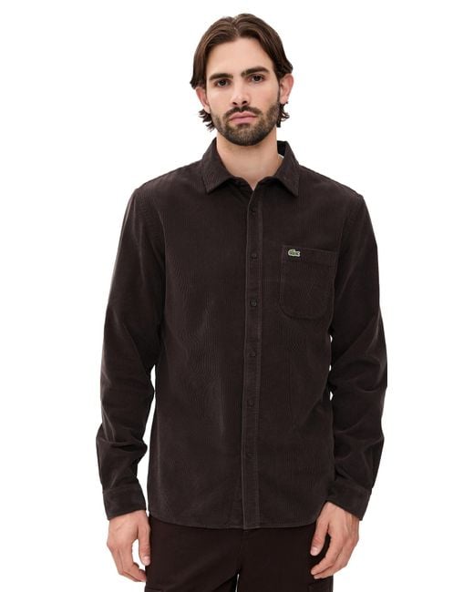 Lacoste Black Corduroy Button Down Shirt for men