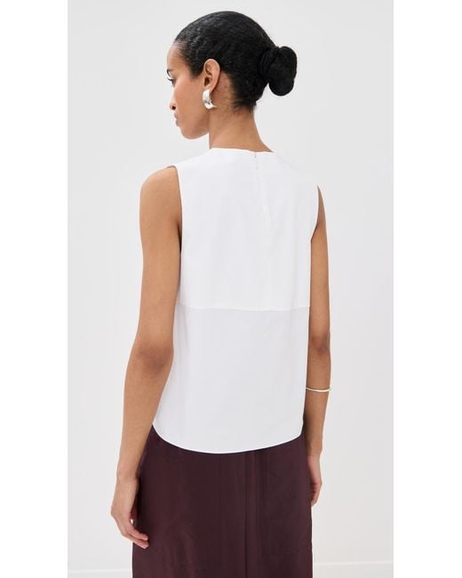 Tibi White Bio Twill Easy Tie Top