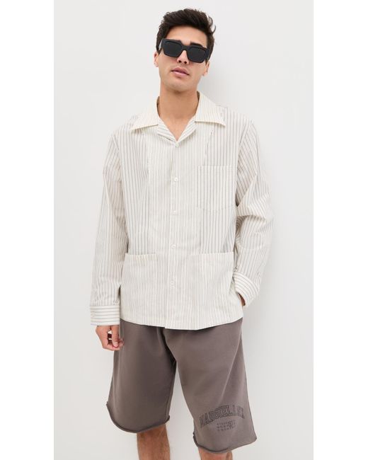 Maison Margiela White Striped Painters Shirt for men