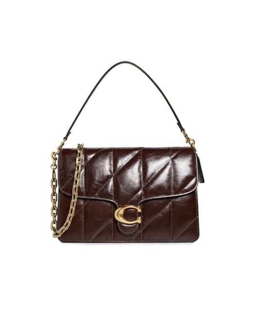 COACH Brown Quilted Glazed Leather Chain Tabby Shoulder Bag