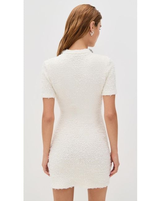 Self-Portrait White Cream Textured Knit Mini Dress