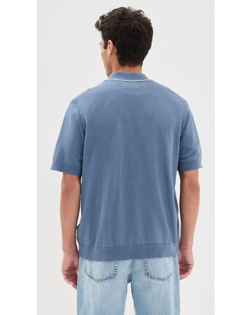 NN07 Blue Nolan Button Down Sweater Polo for men