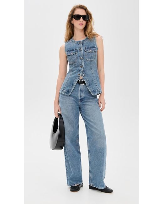 Madewell Blue Denim High Crew Neck Vest