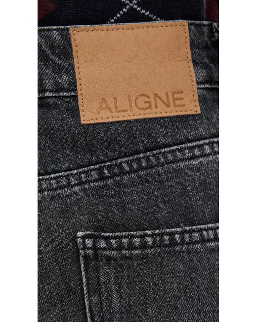 ALIGNE Black Loose Wide Jeans