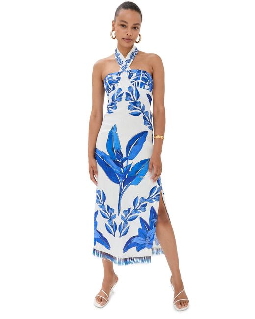 off white blue yard sleeveless maxi dress FARM Rio Off- Dress, Yard in It also comes with