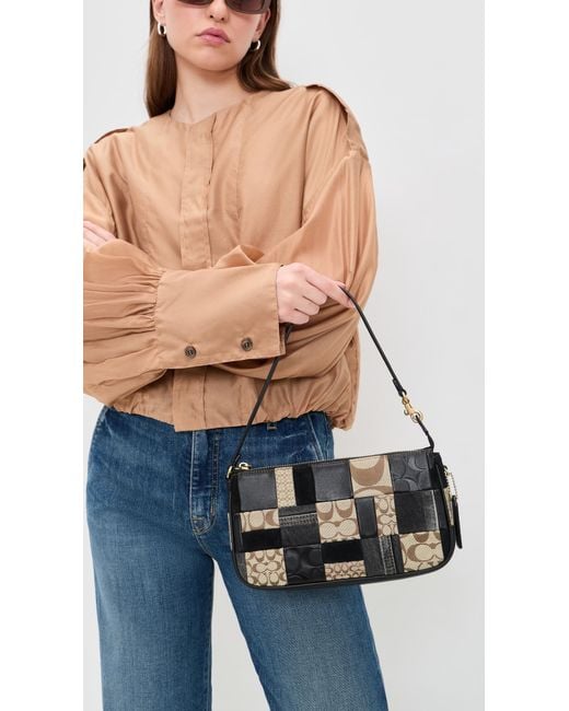 COACH Black Patchwork Leather Plaza Bag