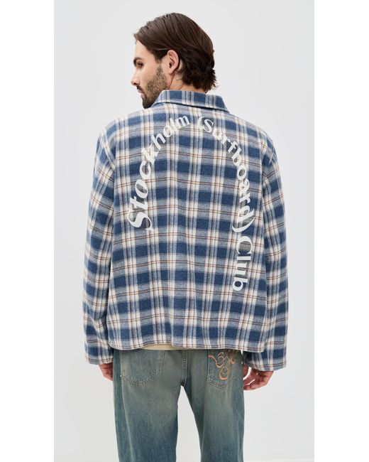 Stockholm Surfboard Club Club Plaid Flannel Overshirt in Blue for