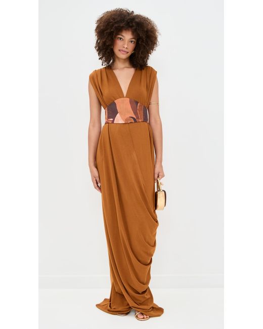reni knotted dress in orange andrea iyamah Andrea Iyamah Reni Knotted Dress by n/a