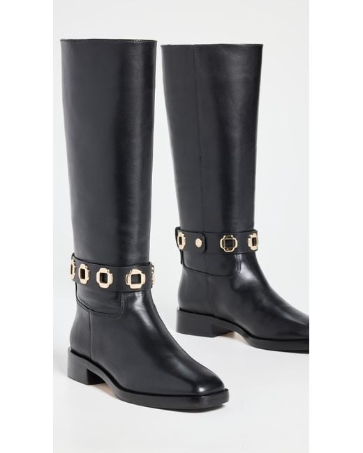 Larroude Black Milan Flat Riding Boots