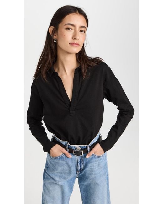 Frank & Eileen Black Popover Henley Tee