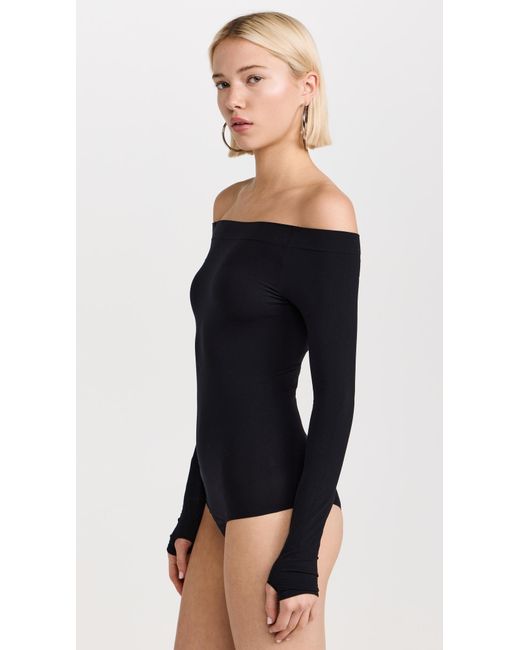 Commando Black Ballet Off-Shoulder Thong Bodysuit