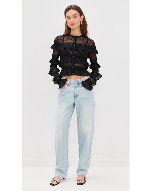 Zimmermann Black Illuminate Lace Frill Cardigan