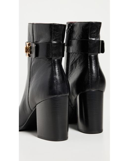 Tory Burch Black 80 Mm T-Lock Heeled Ankle Boots (Perfect) Boots