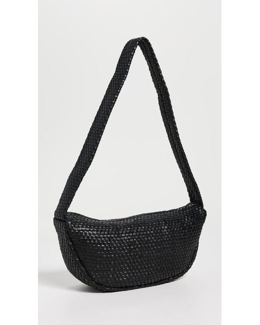 St. Agni Black Lattice Weave Crescent Bag
