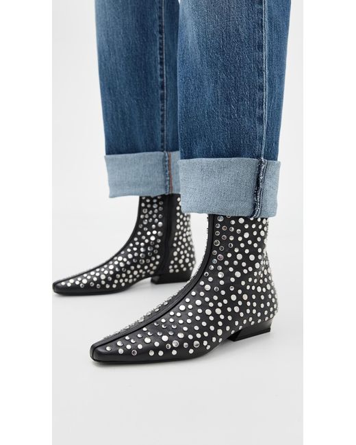 Staud Black Wally Flat Ankle Boots