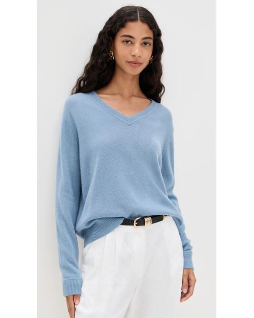 Reformation Blue Remi Cashmere V Neck Sweater