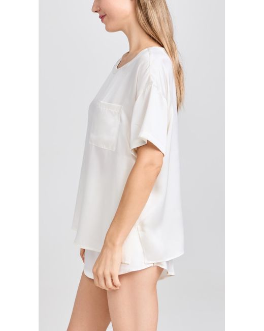 Lunya Black Washable Silk Tee Short Set