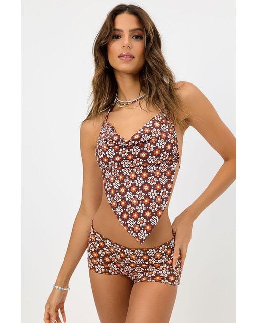 Frankie's Bikinis Denim Indy Floral Halter Bikini Top Lyst
