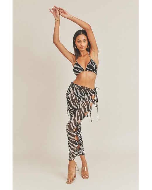 SHOP MĒKO Zebra Mesh Beach Skirt | Lyst