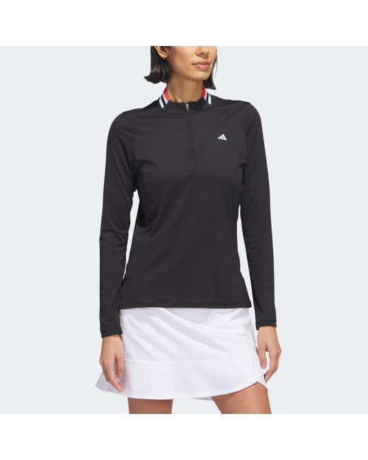 Adidas Black Ultimate365 Tour Long Sleeve Mock Polo Shirt