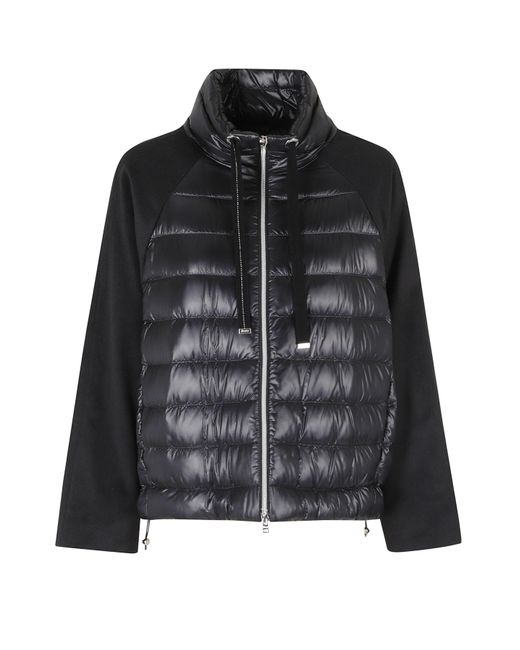 Herno Black High Neck Drawstring Double-Slider Zip Polyester Down Jacket